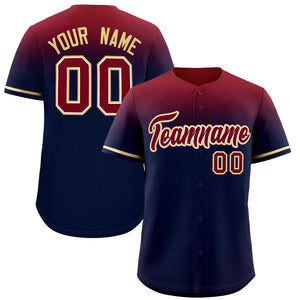 Custom Navy Crimson Gradient Fashion Design Authentic Baseball Jersey