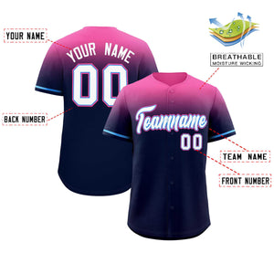 Custom Navy Pink Gradient Fashion Design Authentic Baseball Jersey