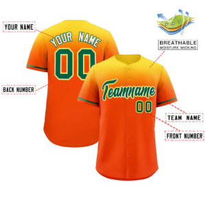 Custom Orange Gold Gradient Fashion Design Authentic Baseball Jersey