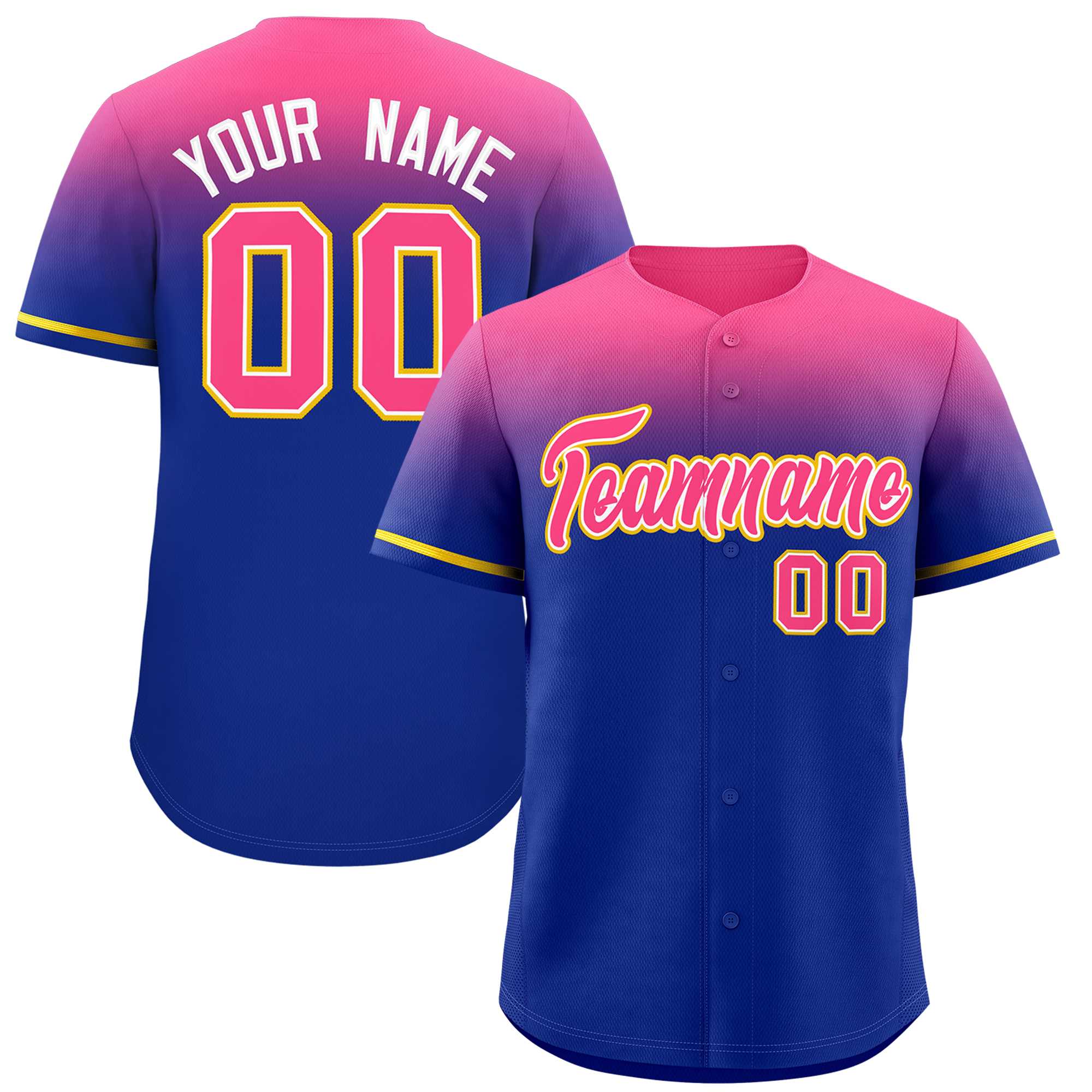 Custom Royal Pink Gradient Fashion Design Authentic Baseball Jersey