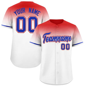 Custom White Red Gradient Fashion Design Authentic Baseball Jersey