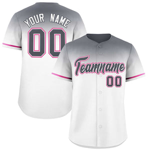 Custom White Dark Gray Gradient Fashion Design Authentic Baseball Jersey