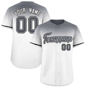 Custom White Dark Gray Gradient Fashion Design Authentic Baseball Jersey