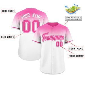 Custom White Pink Gradient Fashion Design Authentic Baseball Jersey