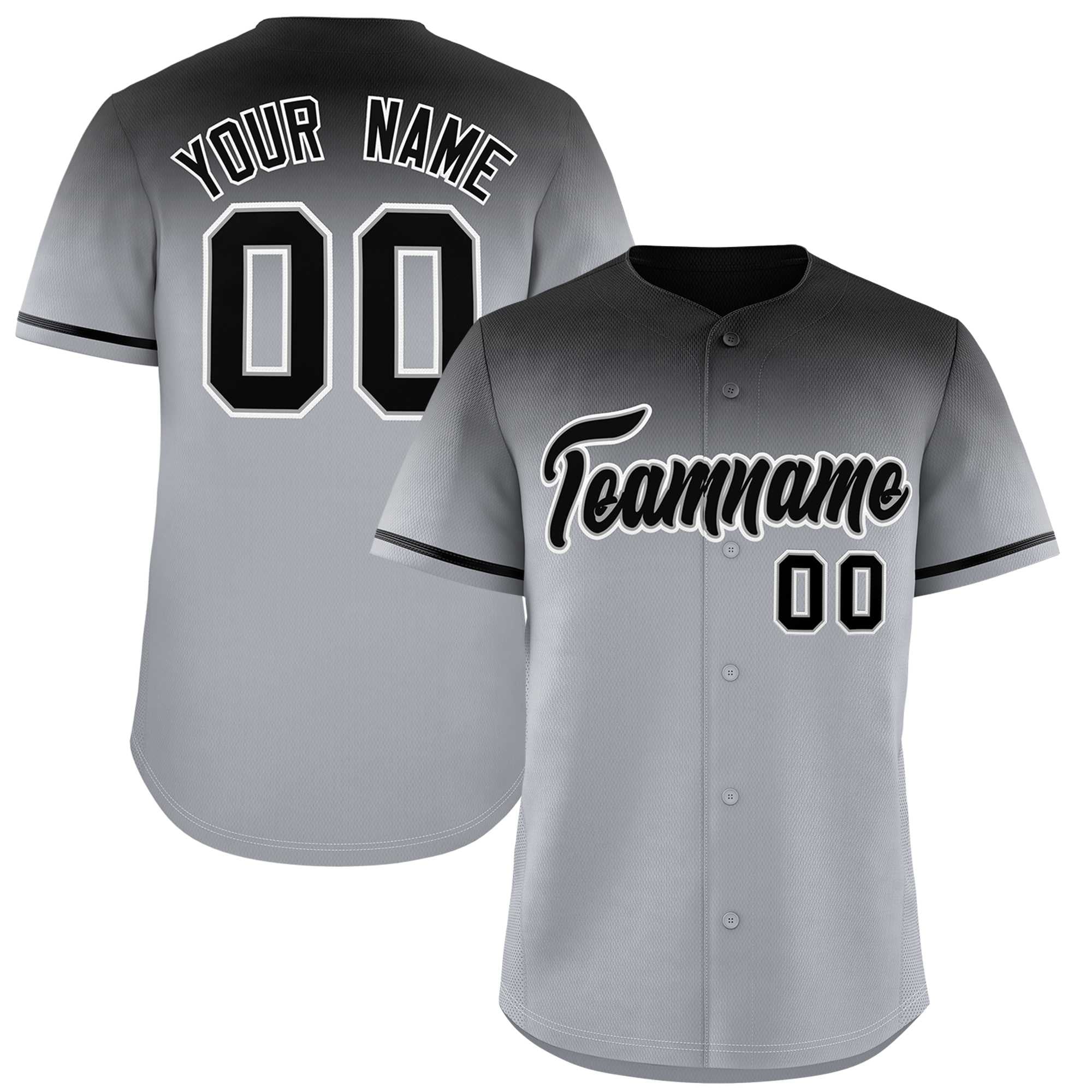 Custom Gray Black Gradient Fashion Design Authentic Baseball Jersey