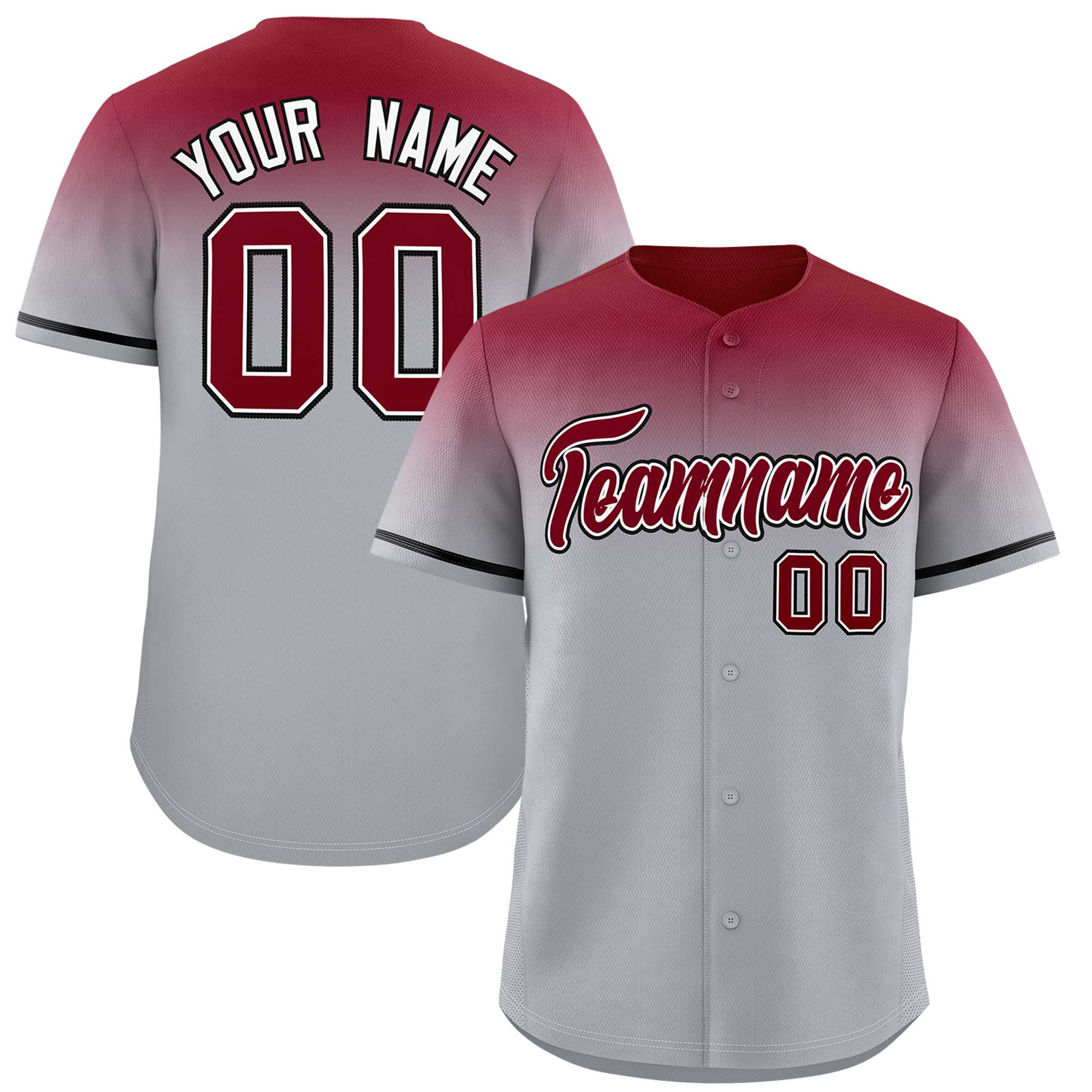 Custom Gray Crimson Gradient Fashion Design Authentic Baseball Jersey