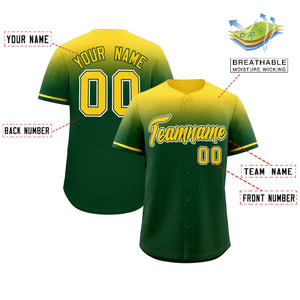 Custom Green Gold Gradient Fashion Design Authentic Baseball Jersey