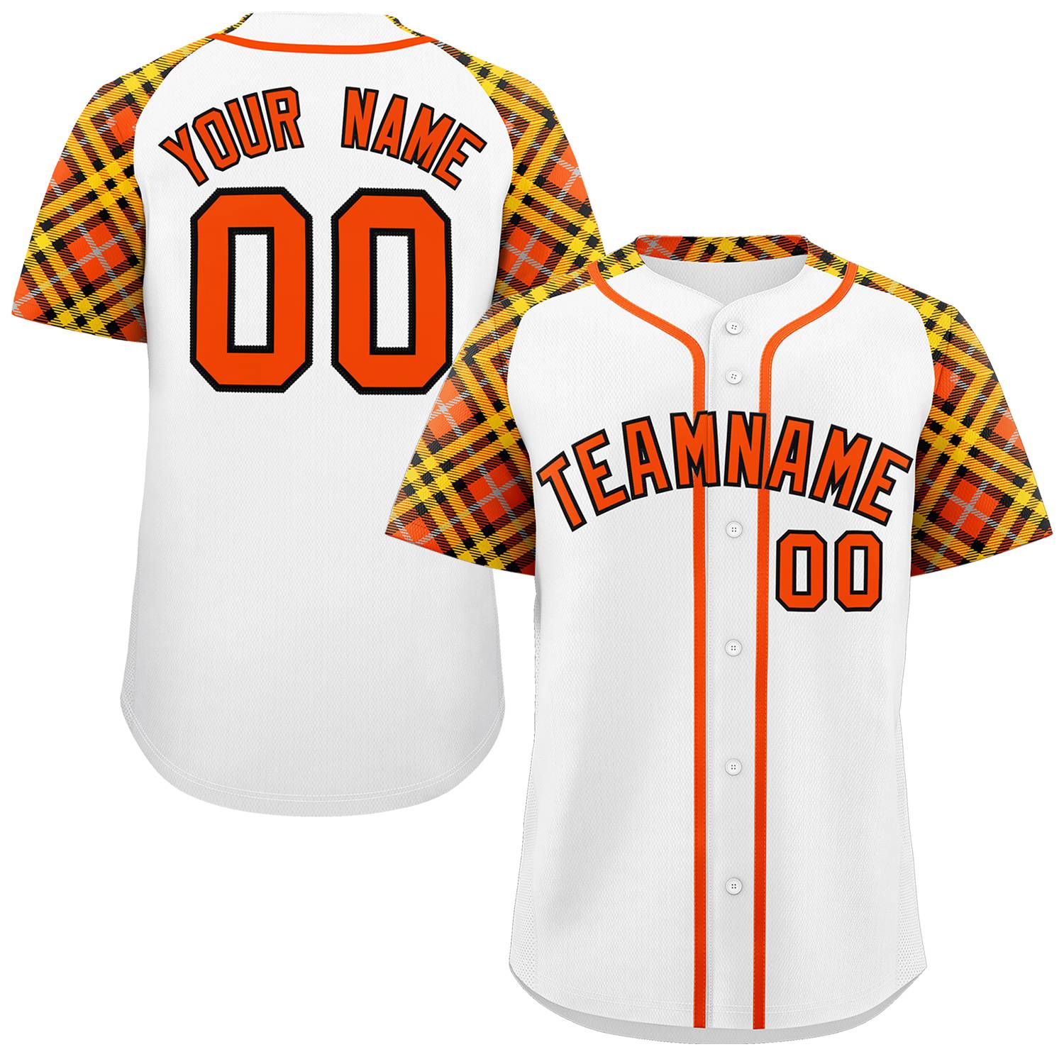 Custom White Orange-Black Personalized Raglan Sleeves Authentic Baseball Jersey