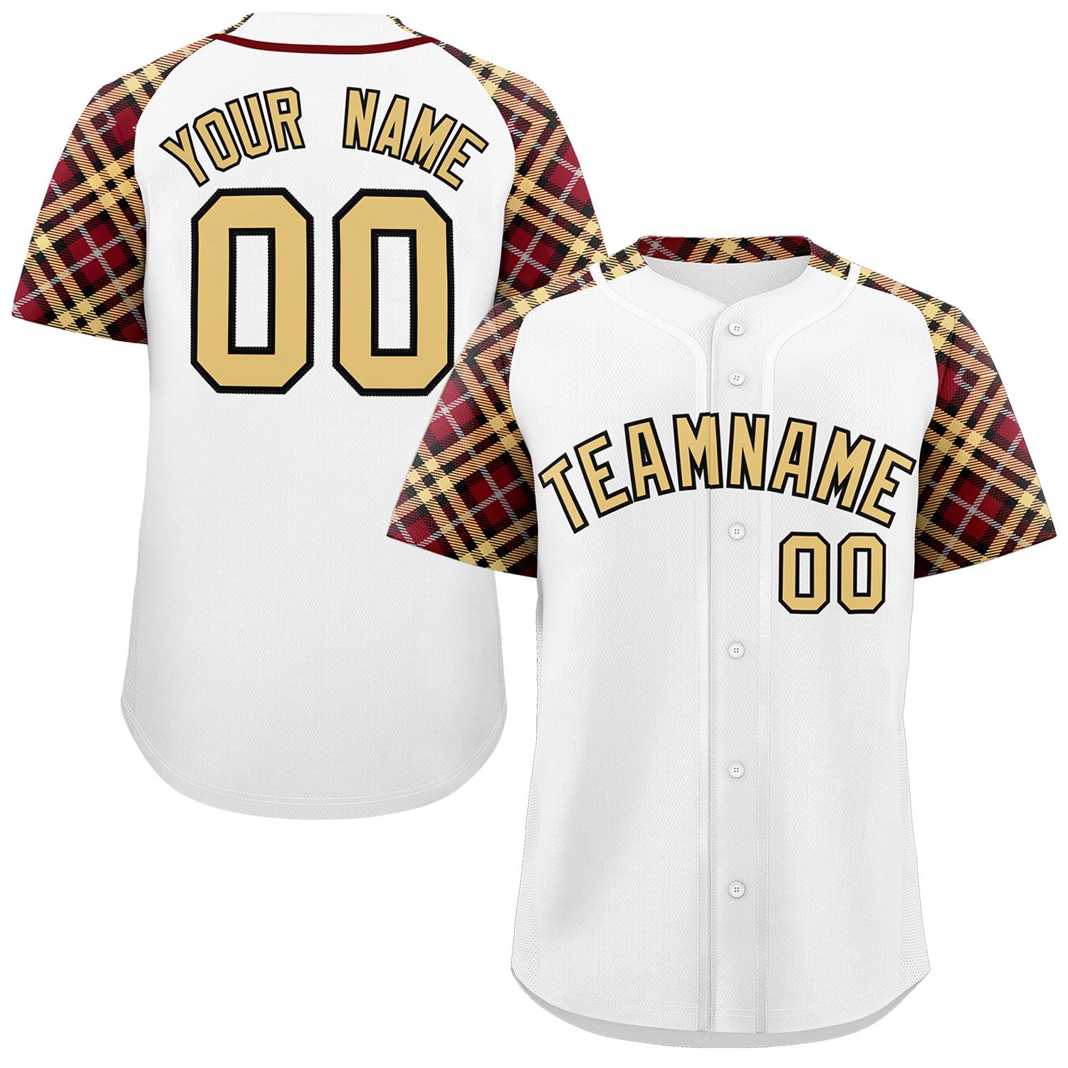 Custom White Khaki-Black Personalized Raglan Sleeves Authentic Baseball Jersey