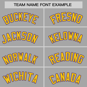 Custom Gray Gold-Purple Personalized Raglan Sleeves Authentic Baseball Jersey