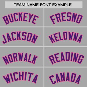 Custom Gray Purple-Pink Personalized Raglan Sleeves Authentic Baseball Jersey