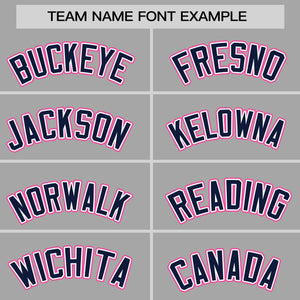 Custom Gray Navy-Pink Personalized Raglan Sleeves Authentic Baseball Jersey