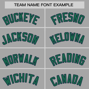 Custom Gray Kelly Green-Navy Personalized Raglan Sleeves Authentic Baseball Jersey