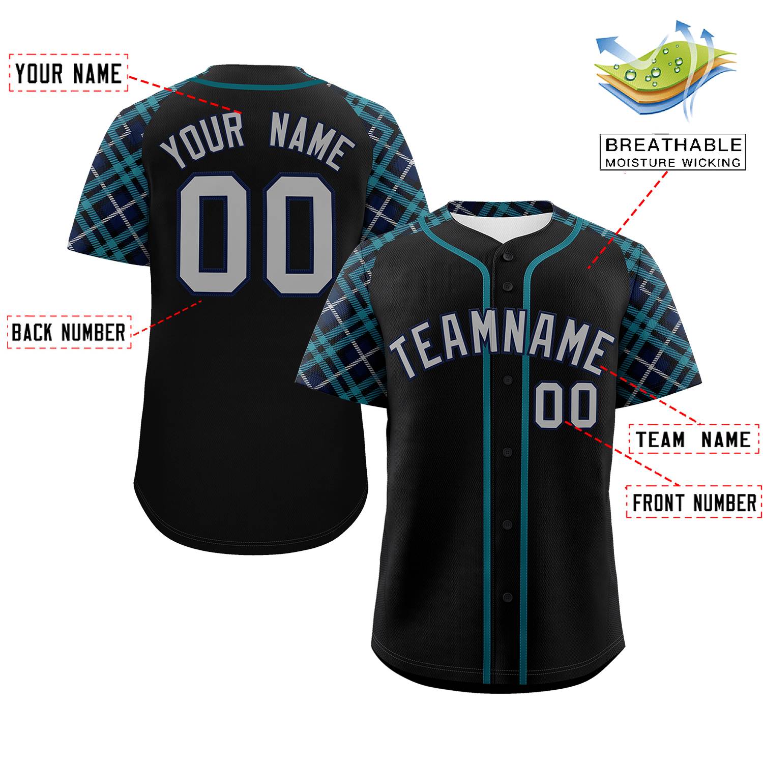 Custom Black Light Gray-Navy Personalized Raglan Sleeves Authentic Baseball Jersey