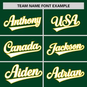 Custom Green White-Gold Personalized Raglan Sleeves Authentic Baseball Jersey