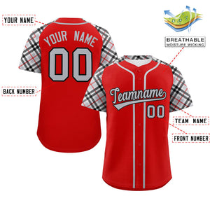 Custom Red Gray-Black Personalized Raglan Sleeves Authentic Baseball Jersey