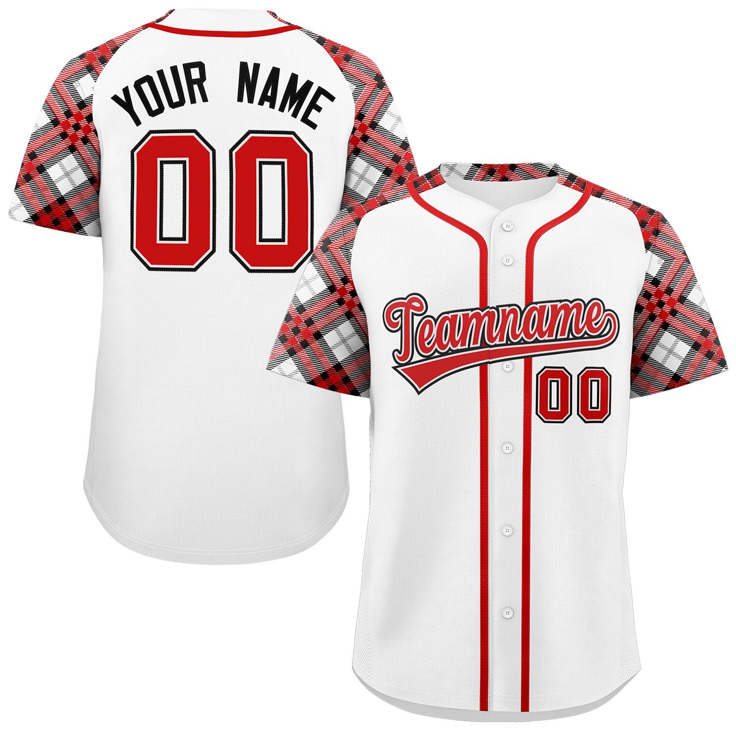 Custom White Red-Black Personalized Raglan Sleeves Authentic Baseball Jersey