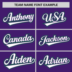 Custom Purple White-Kelly Green Personalized Raglan Sleeves Authentic Baseball Jersey