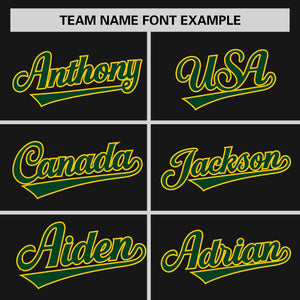 Custom Black Green-Gold Personalized Raglan Sleeves Authentic Baseball Jersey