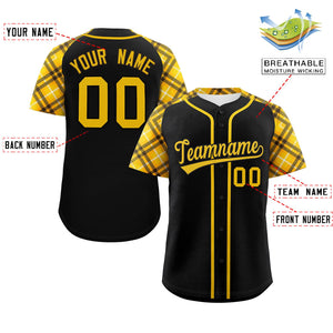 Custom Black Khaki-Brown Personalized Raglan Sleeves Authentic Baseball Jersey