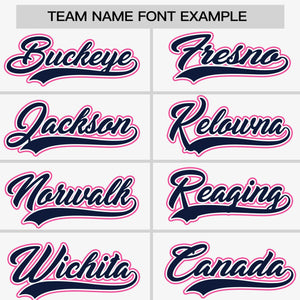 Custom White Navy-Pink Personalized Raglan Sleeves Authentic Baseball Jersey