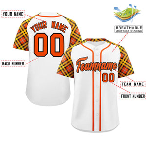 Custom White Orange-Black Personalized Raglan Sleeves Authentic Baseball Jersey