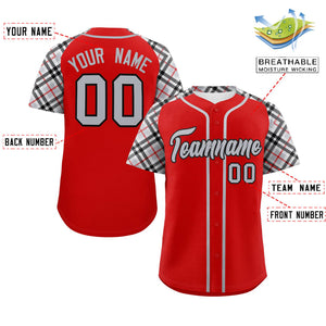 Custom Red Gray-Black Personalized Raglan Sleeves Authentic Baseball Jersey