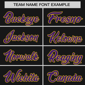 Custom Black Purple-Gold Personalized Raglan Sleeves Authentic Baseball Jersey