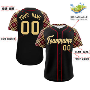 Custom Black Khaki- Personalized Raglan Sleeves Authentic Baseball Jersey