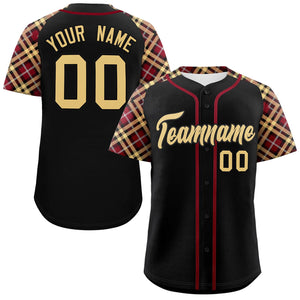 Custom Black Khaki- Personalized Raglan Sleeves Authentic Baseball Jersey