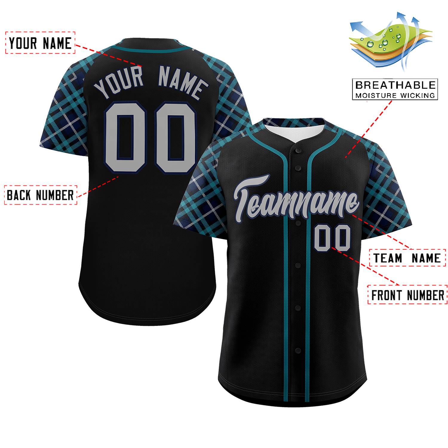 Custom Black Light Gray-Navy Personalized Raglan Sleeves Authentic Baseball Jersey