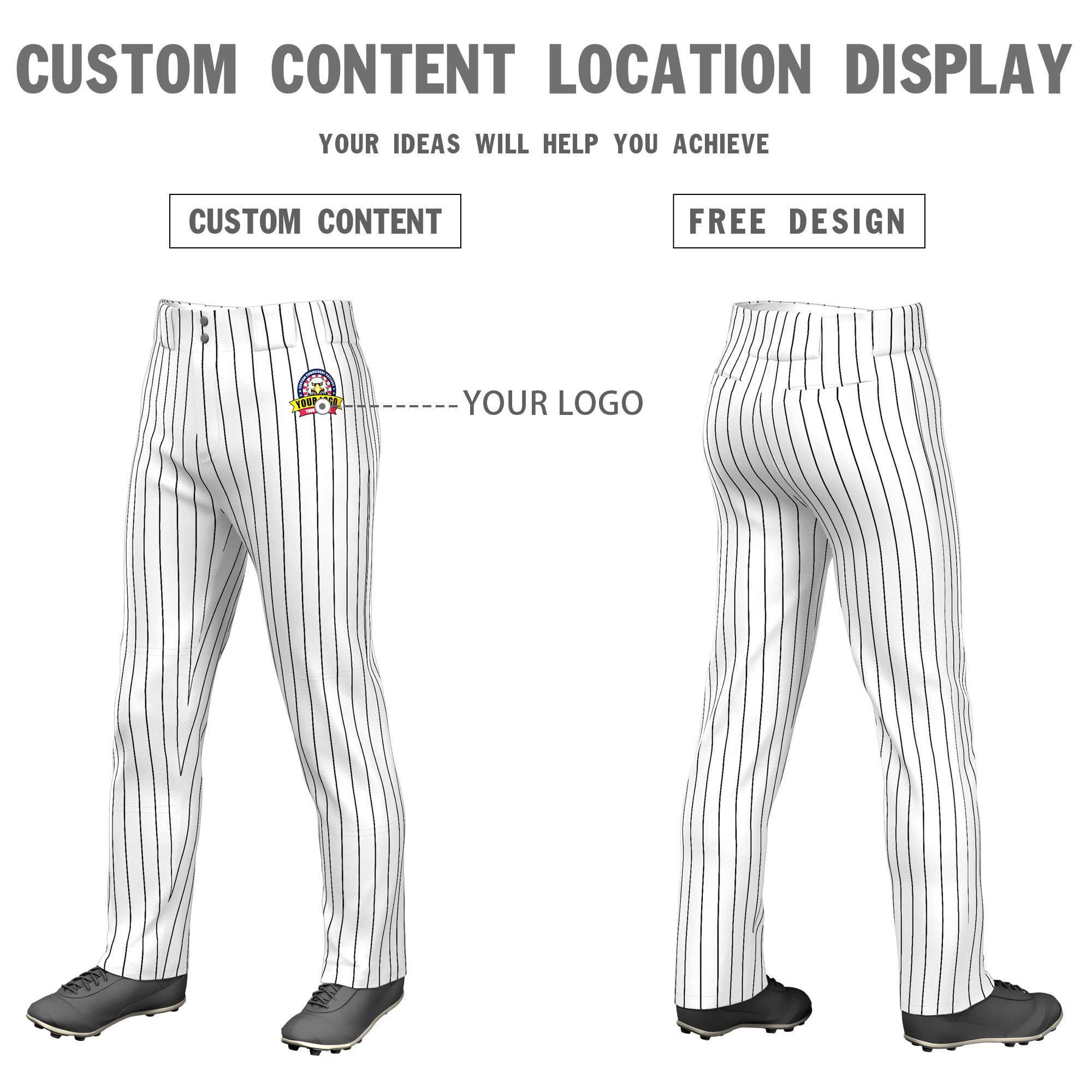 Custom White Sky Blue Pinstripe Fit Stretch Practice Pull  Up Baseball Pants