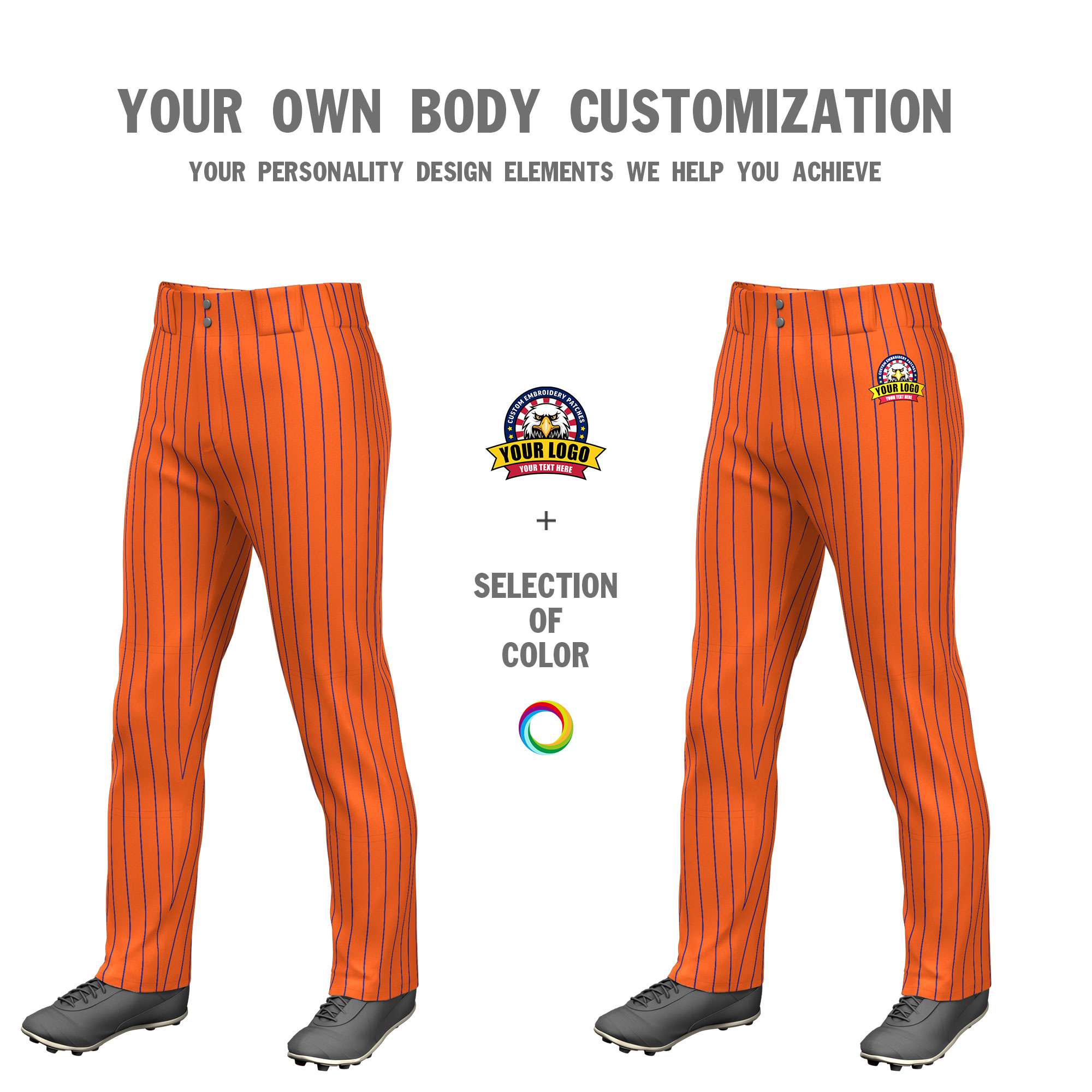 Custom Cadmium Orange Red Pinstripe Fit Stretch Practice Pull  Up Baseball Pants