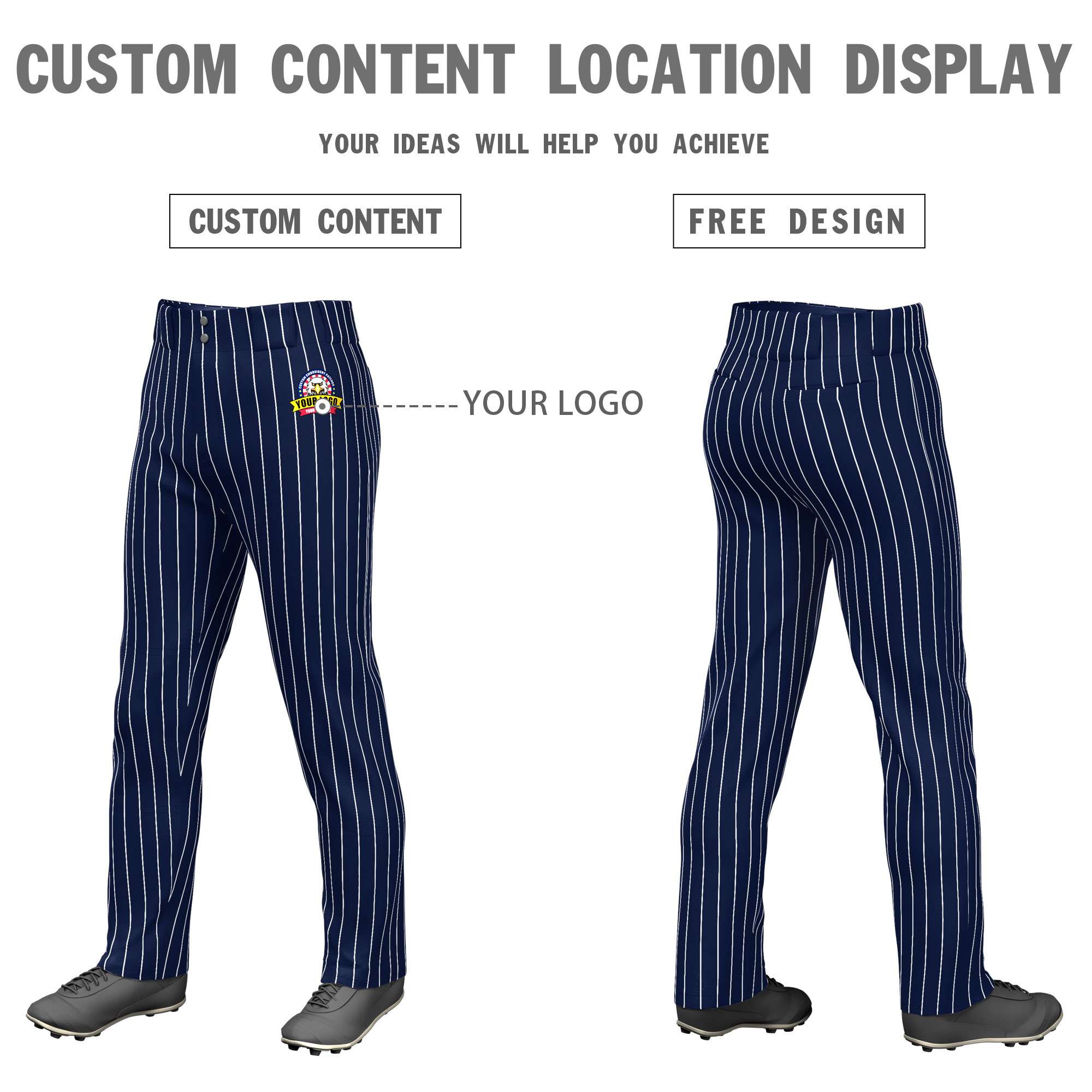 Custom Cadmium Orange Royal Pinstripe Fit Stretch Practice Pull  Up Baseball Pants