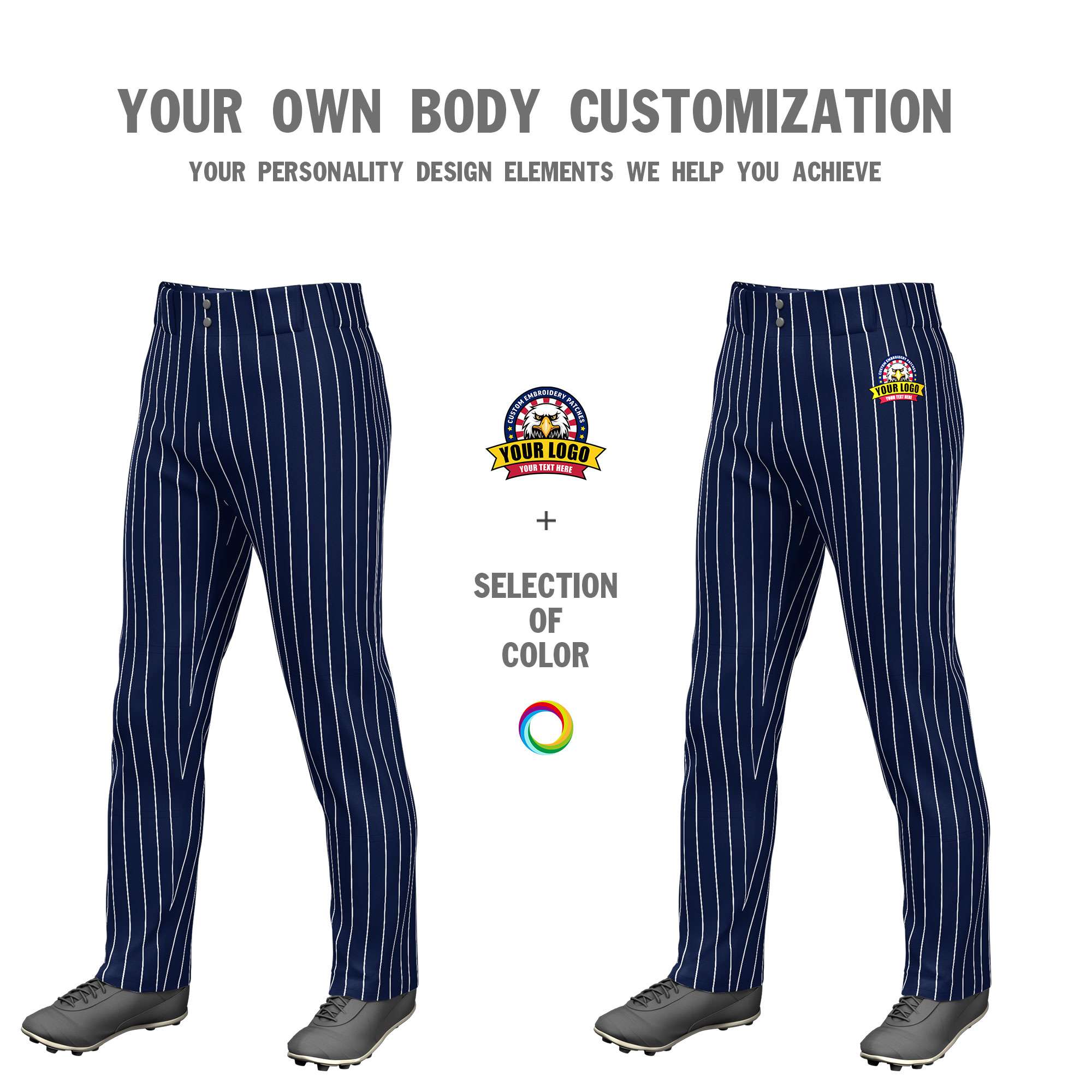 Custom Cadmium Orange Royal Pinstripe Fit Stretch Practice Pull  Up Baseball Pants