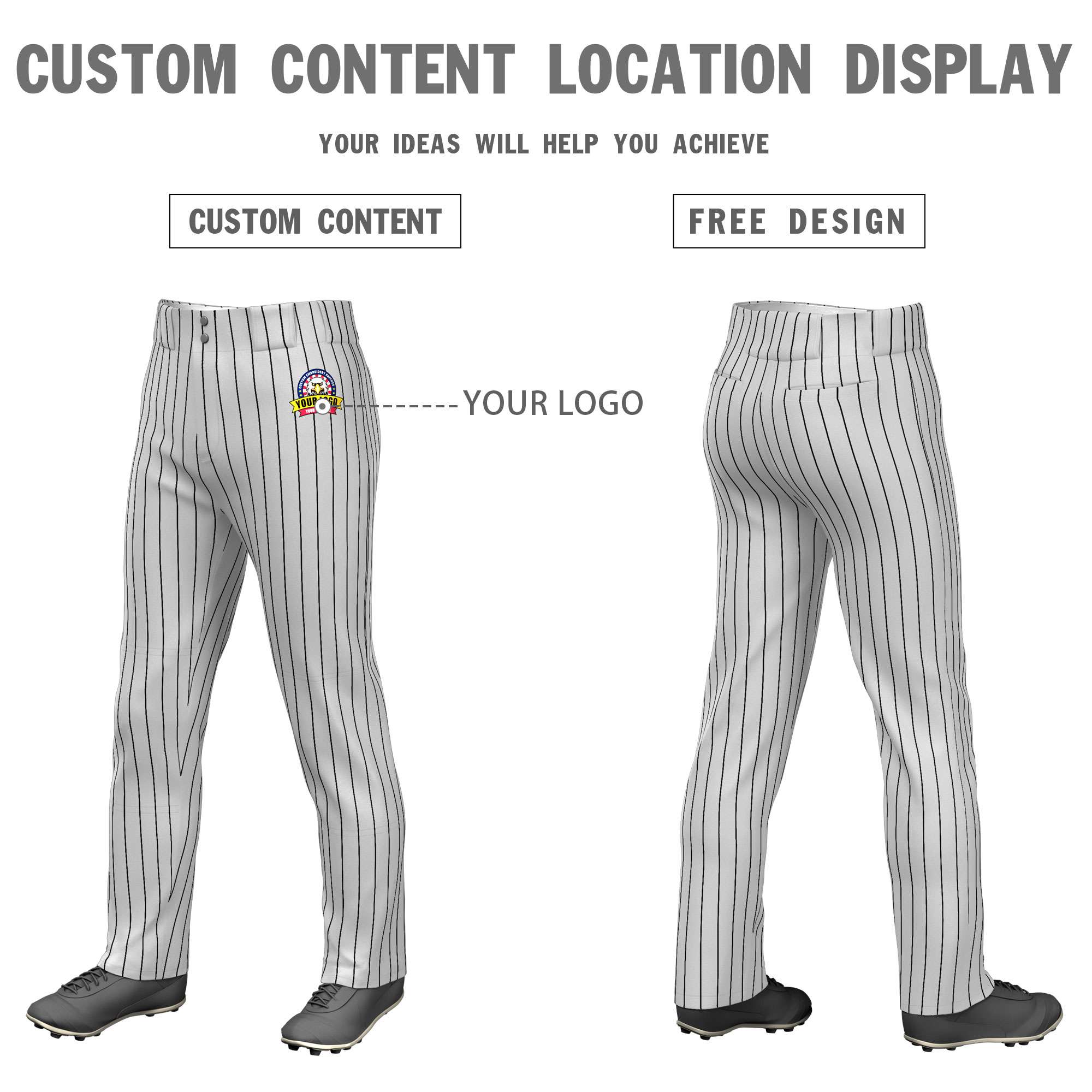 Custom Navy White Pinstripe Fit Stretch Practice Pull  Up Baseball Pants