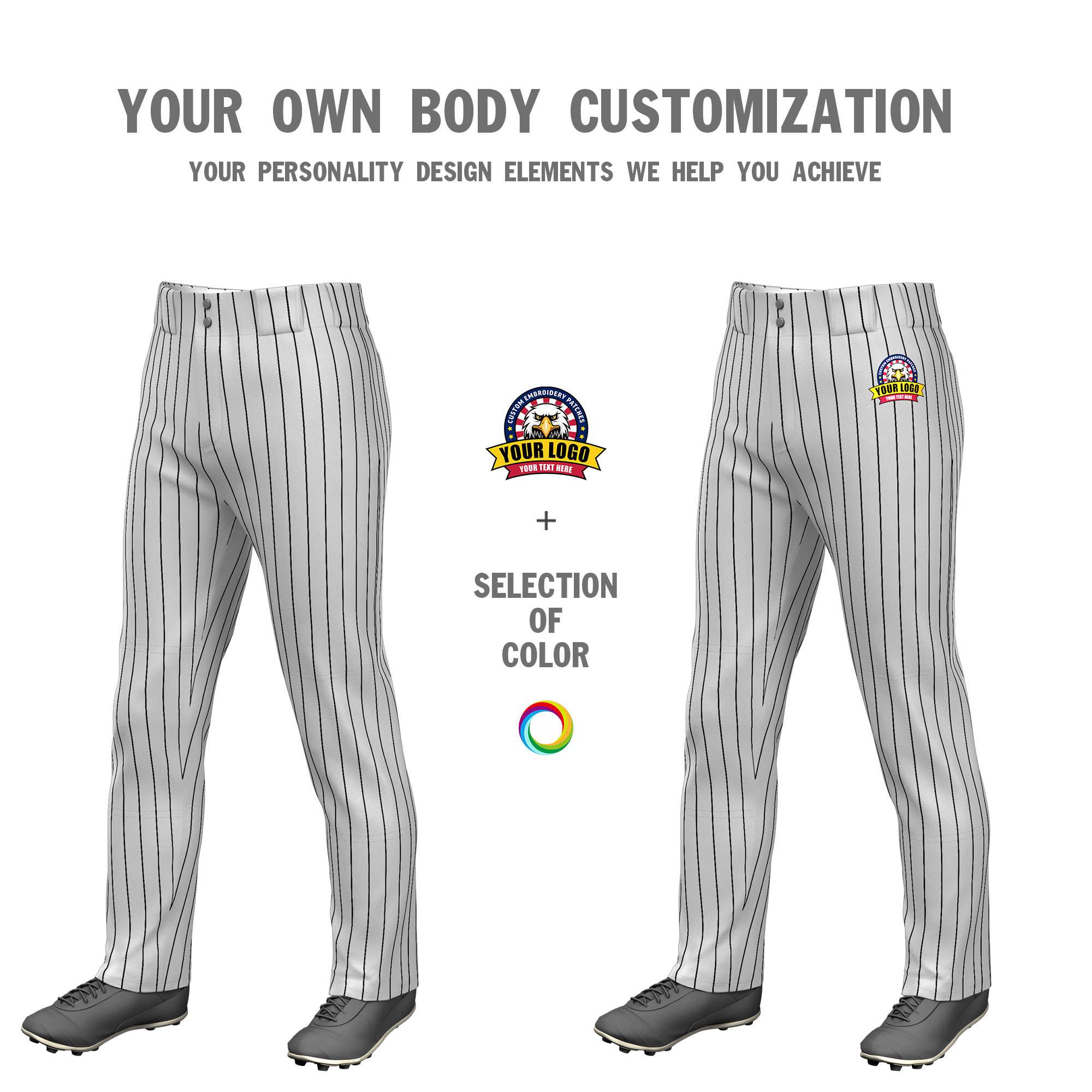 Custom Navy White Pinstripe Fit Stretch Practice Pull  Up Baseball Pants