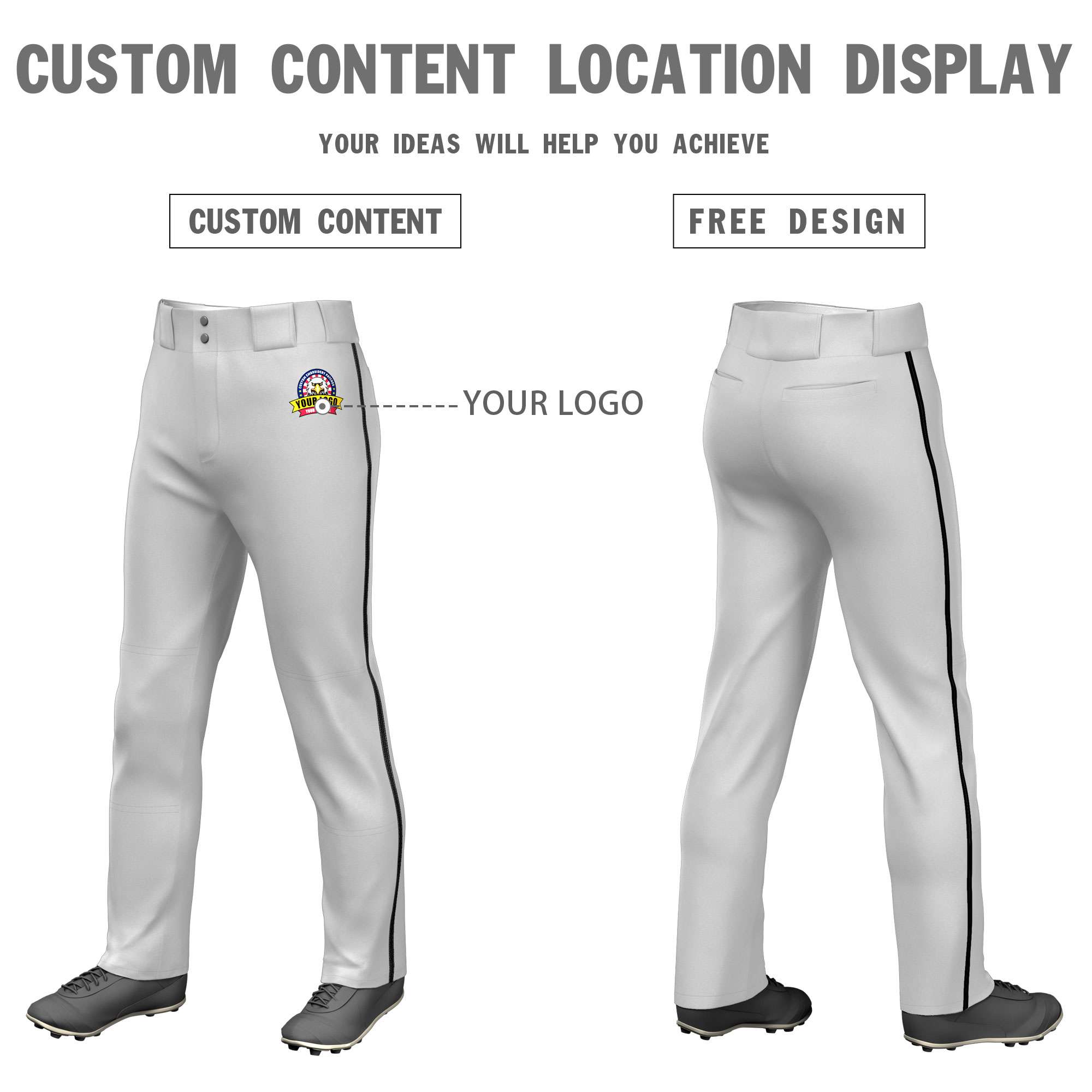 Custom Gray Red Pinstripe Fit Stretch Practice Pull  Up Baseball Pants