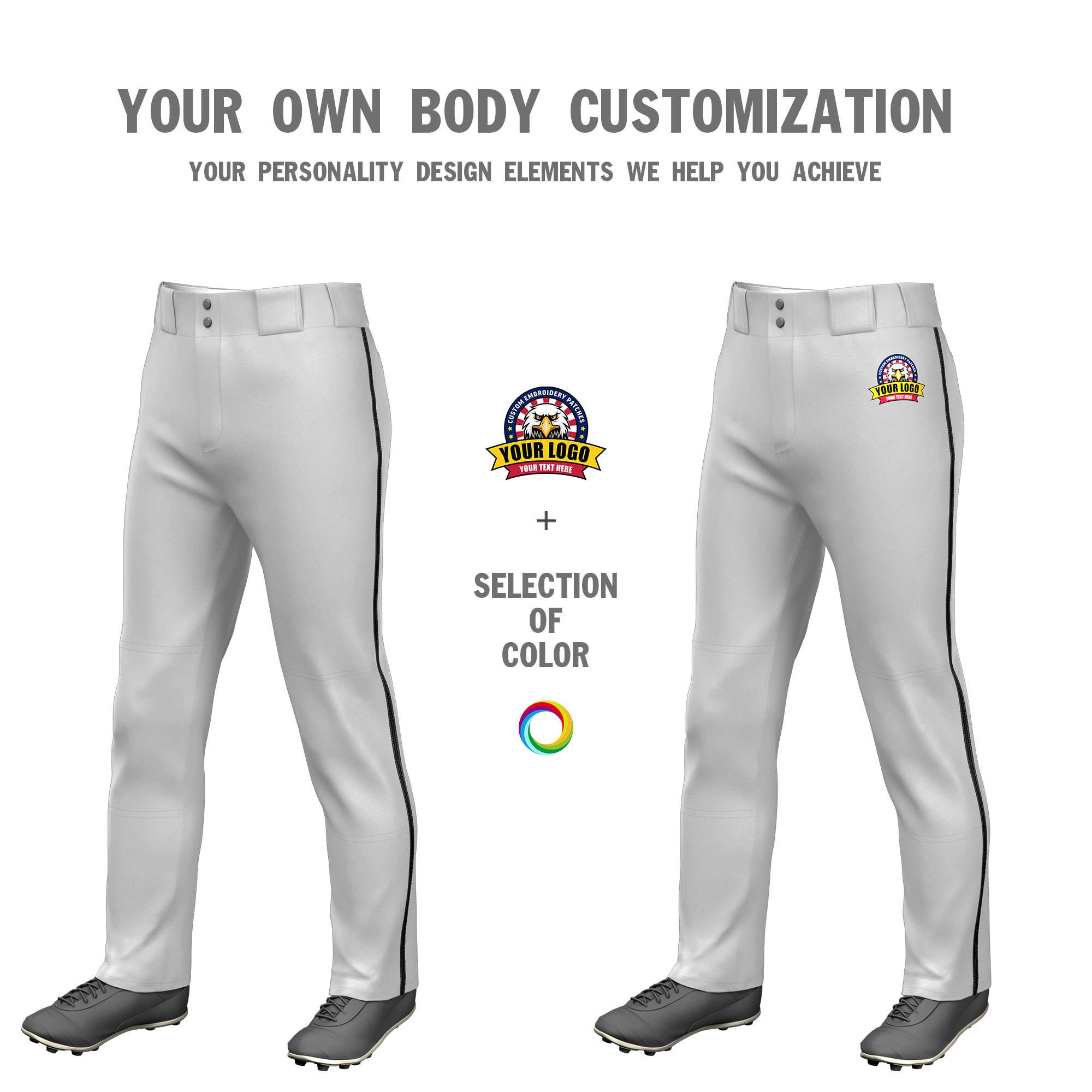 Custom Gray Red Pinstripe Fit Stretch Practice Pull  Up Baseball Pants