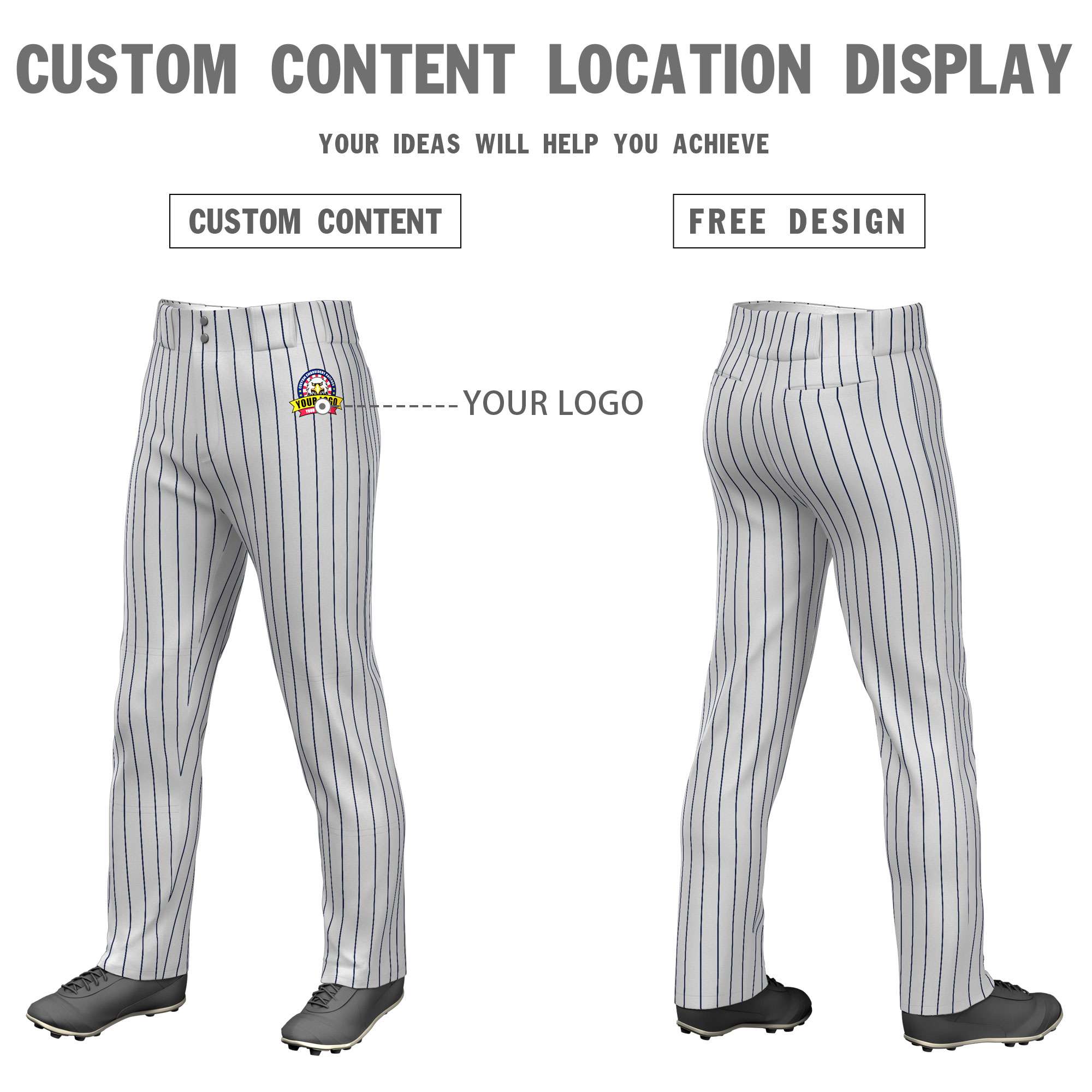 Custom Gray Black Pinstripe Fit Stretch Practice Pull  Up Baseball Pants