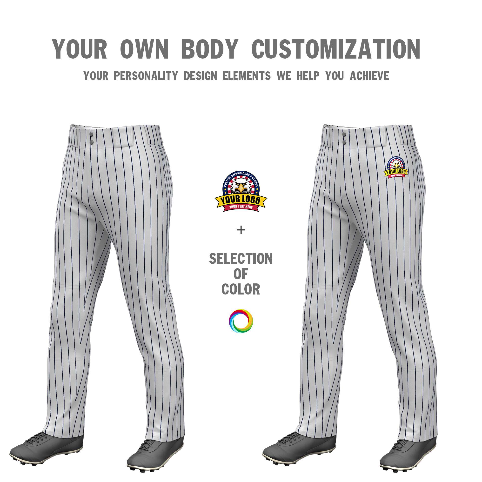 Custom Gray Black Pinstripe Fit Stretch Practice Pull  Up Baseball Pants