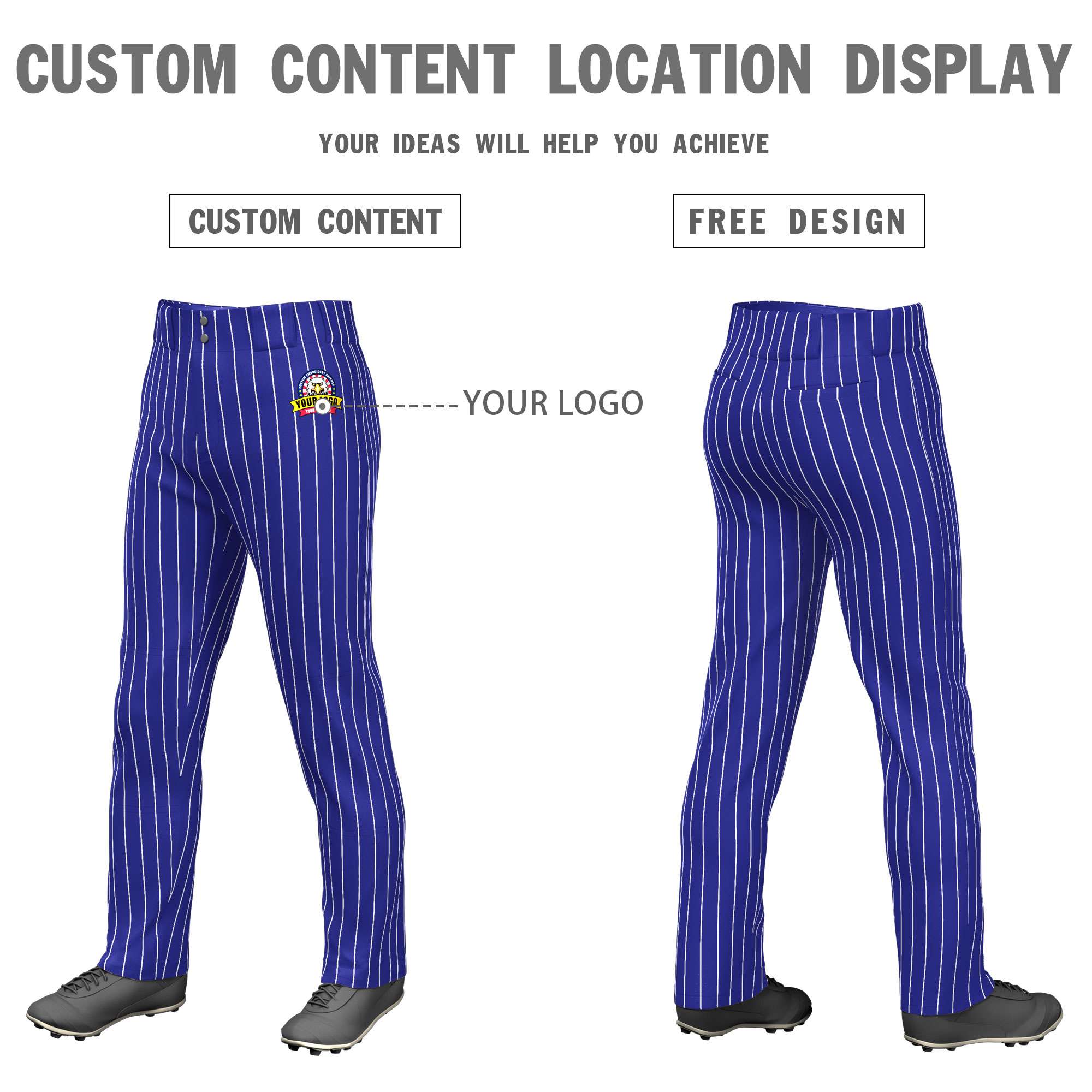 Custom Gray Navy Pinstripe Fit Stretch Practice Pull  Up Baseball Pants