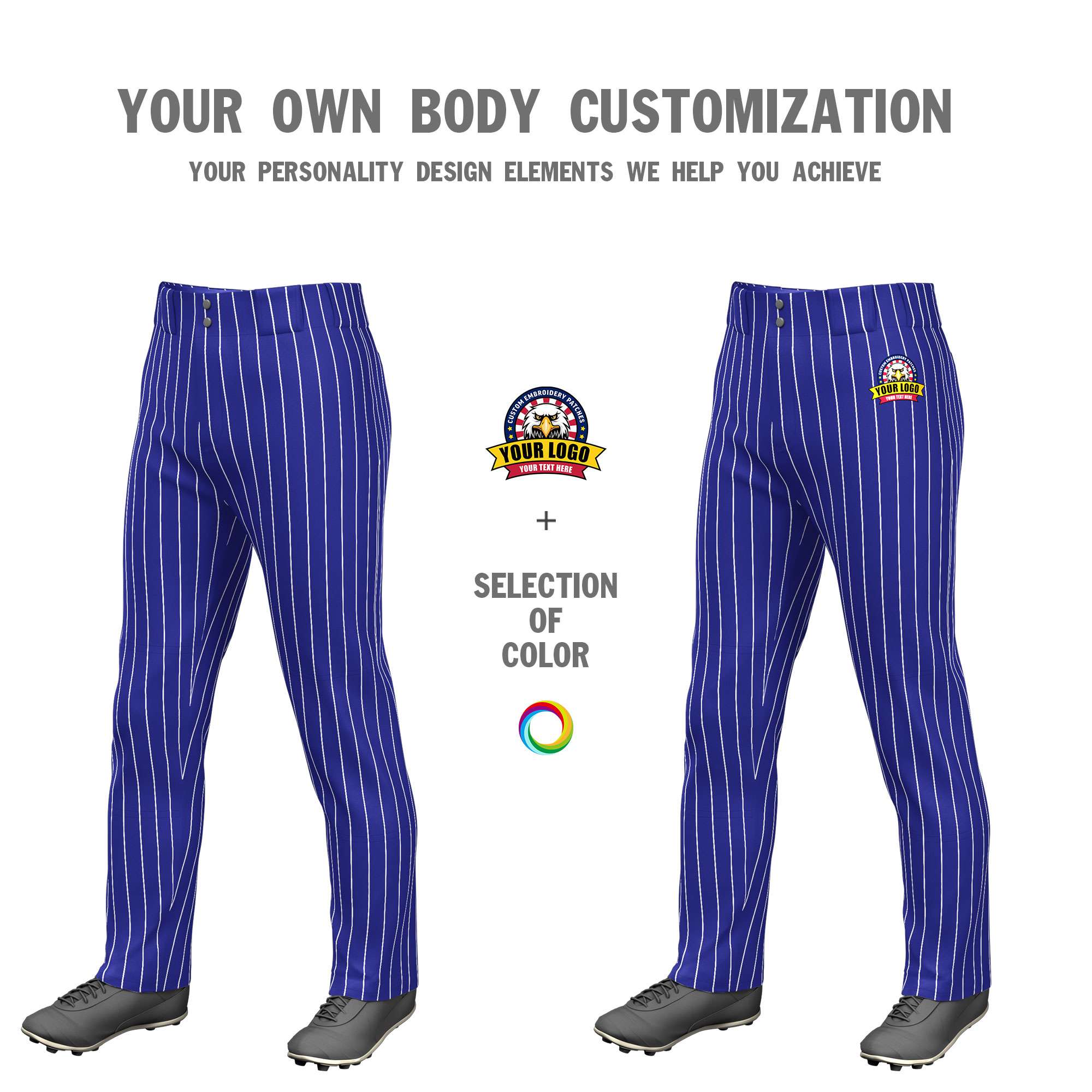 Custom Gray Navy Pinstripe Fit Stretch Practice Pull  Up Baseball Pants