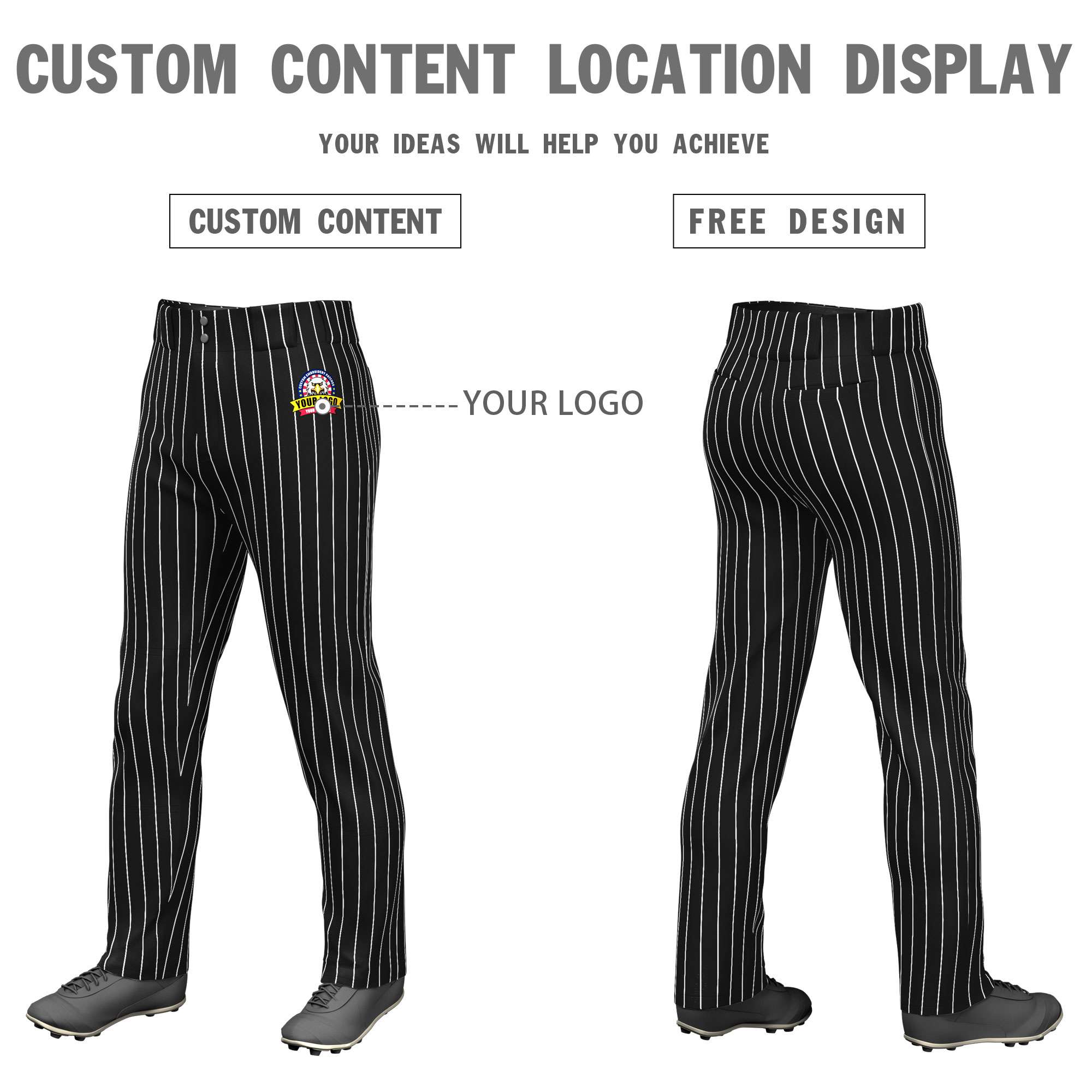 Custom Green White Pinstripe Fit Stretch Practice Pull  Up Baseball Pants