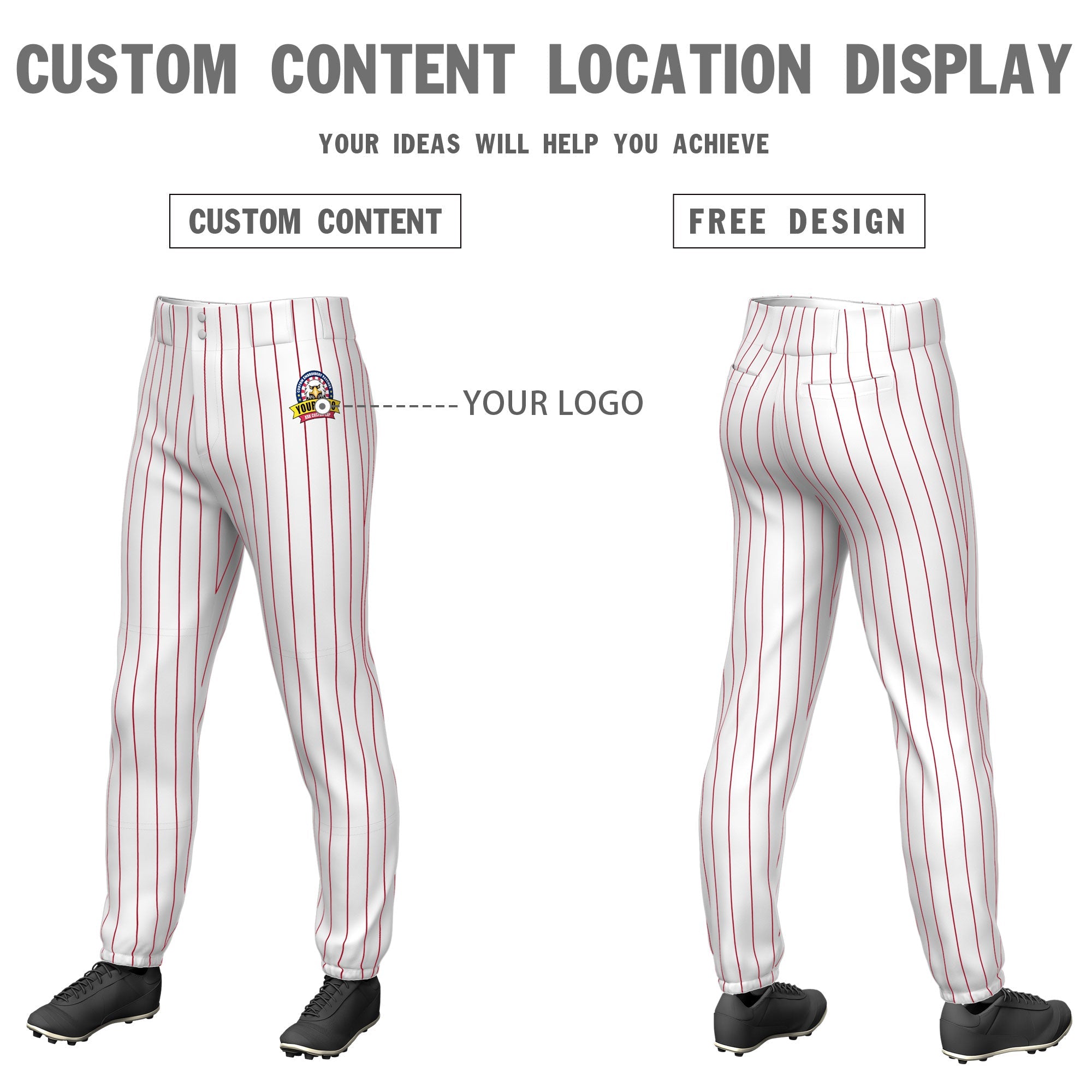 Custom Cadmium Orange Red Pinstripe Fit Stretch Practice Pull  Up Baseball Pants