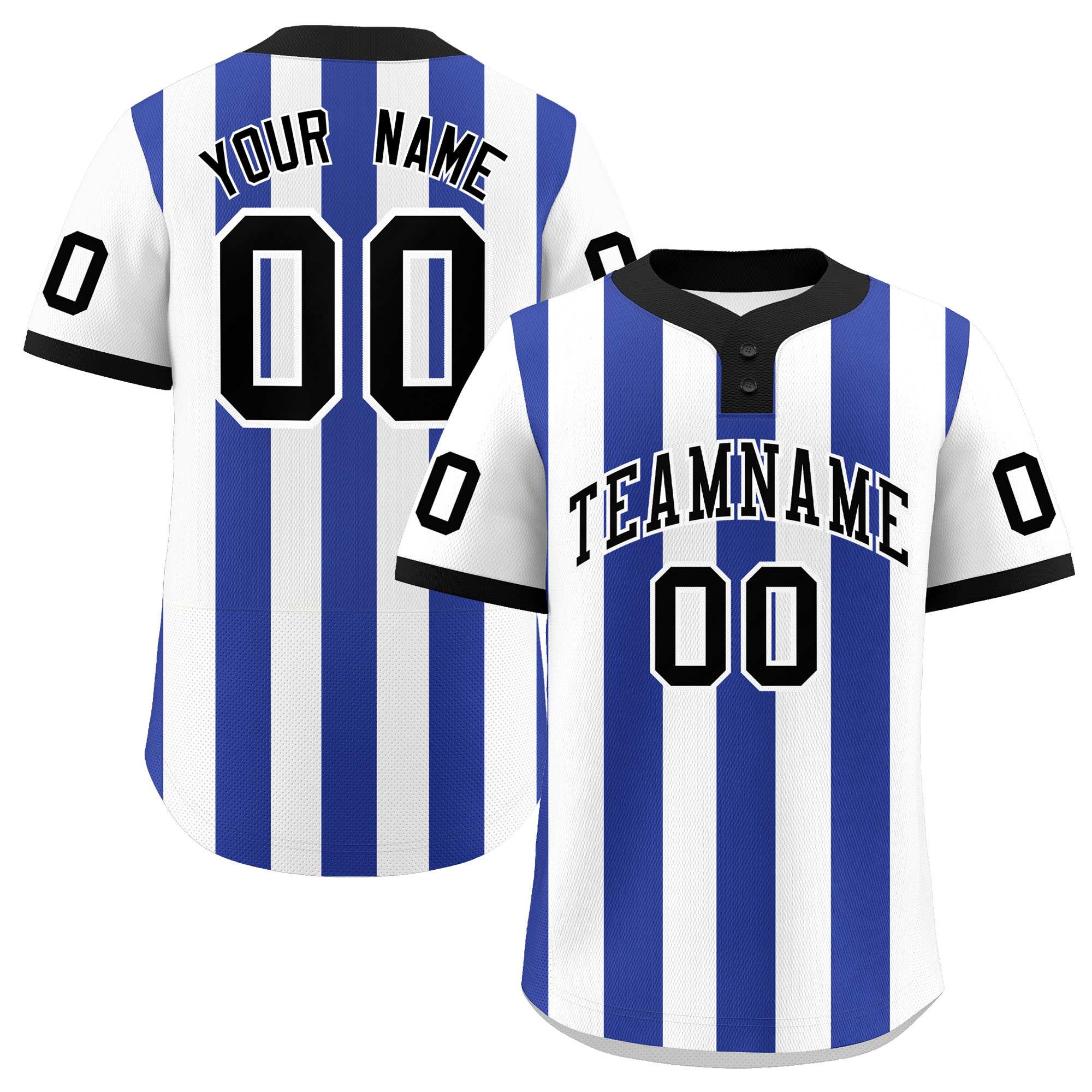 Custom White Royal Stripe Fashion Authentic Two-Button Baseball Jersey