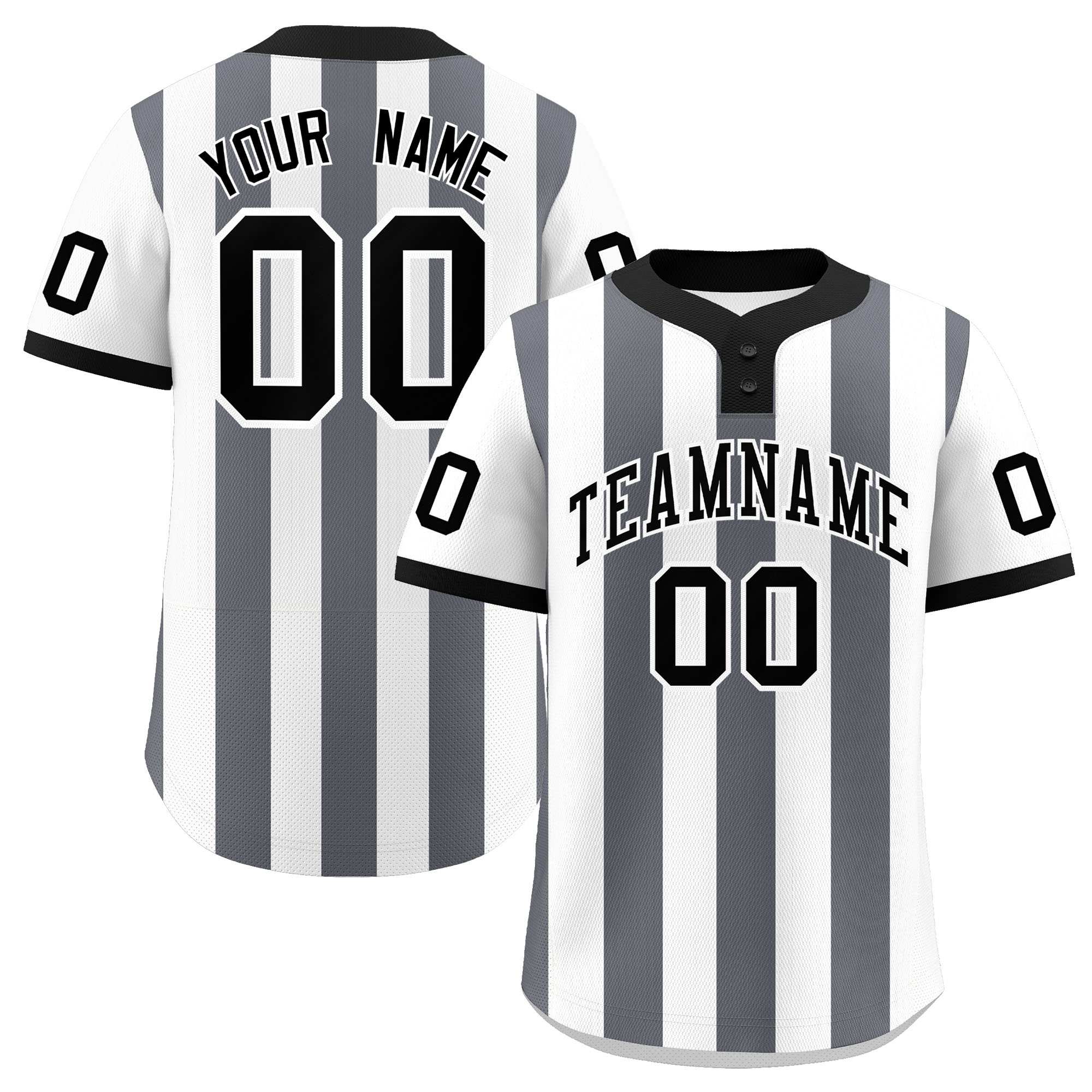 Custom White Dark Gray Stripe Fashion Authentic Two-Button Baseball Jersey