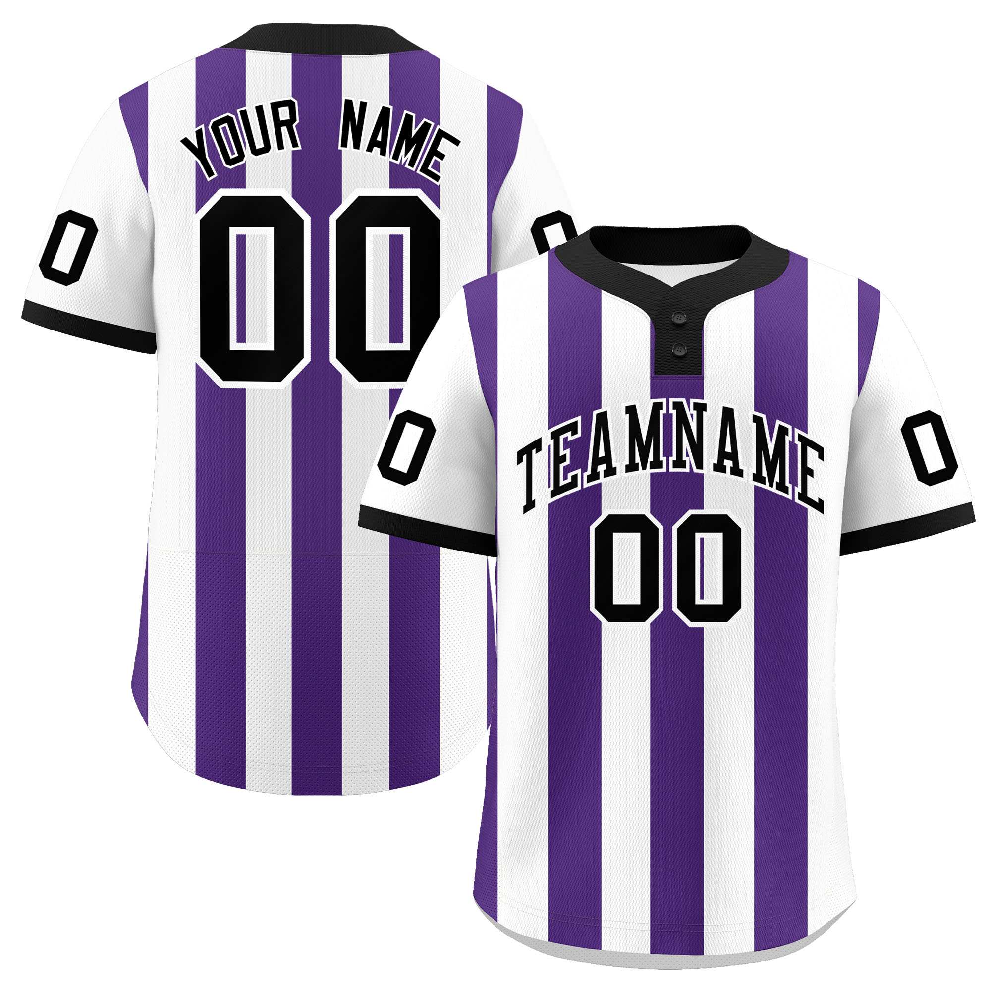 Custom White Purple Stripe Fashion Authentic Two-Button Baseball Jersey