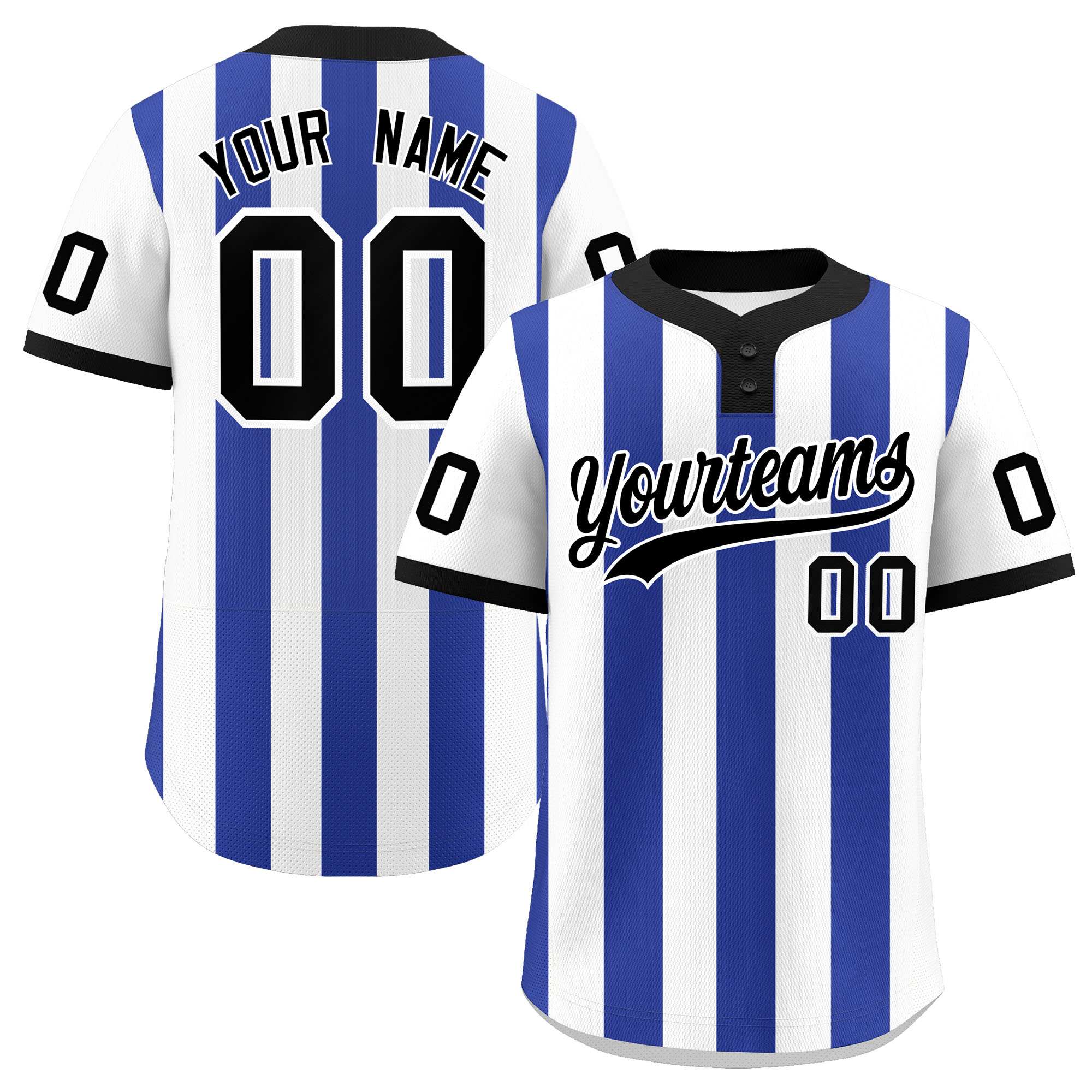 Custom White Royal Stripe Fashion Authentic Two-Button Baseball Jersey