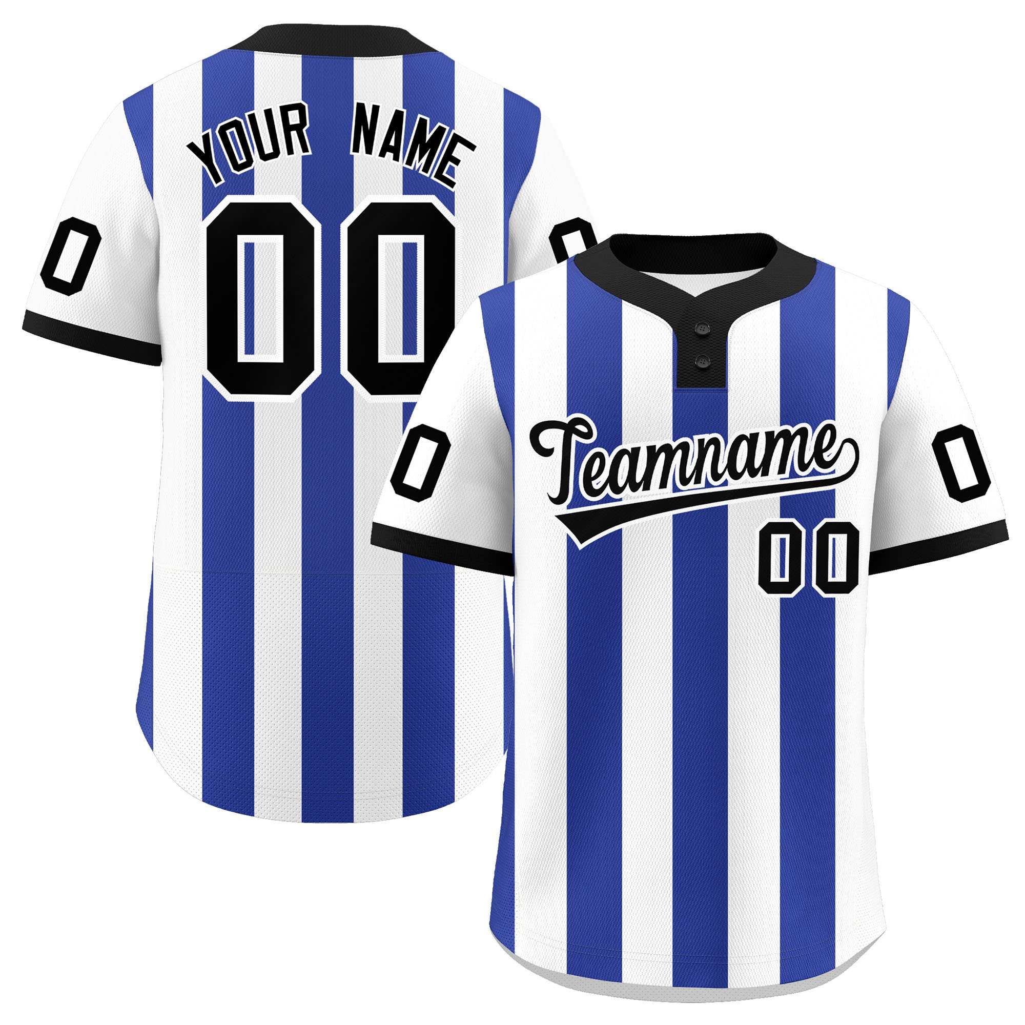 Custom White Royal Stripe Fashion Authentic Two-Button Baseball Jersey